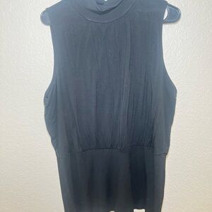 The Limited Black Pleated Sleeveless Tank Top